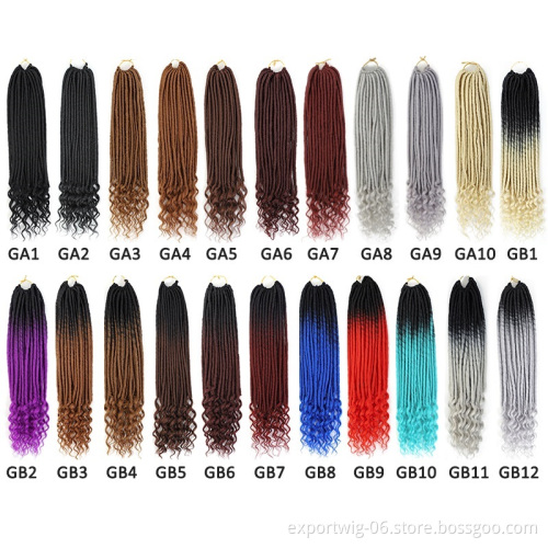 Straight Goddess Locs Hair With Curly Ends Synthetic Fiber Ombre Color Long And Soft Goddess Braiding